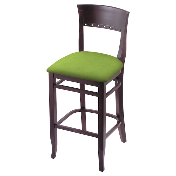 25" Counter Stool, Dark Cherry Finish, Canter Kiwi Green Seat
